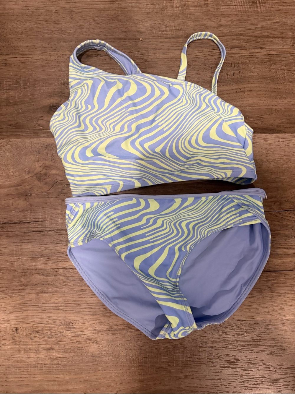 Athleta Girl Lavender & Lemon Wave-Print Bikini Set Sz XL NWT